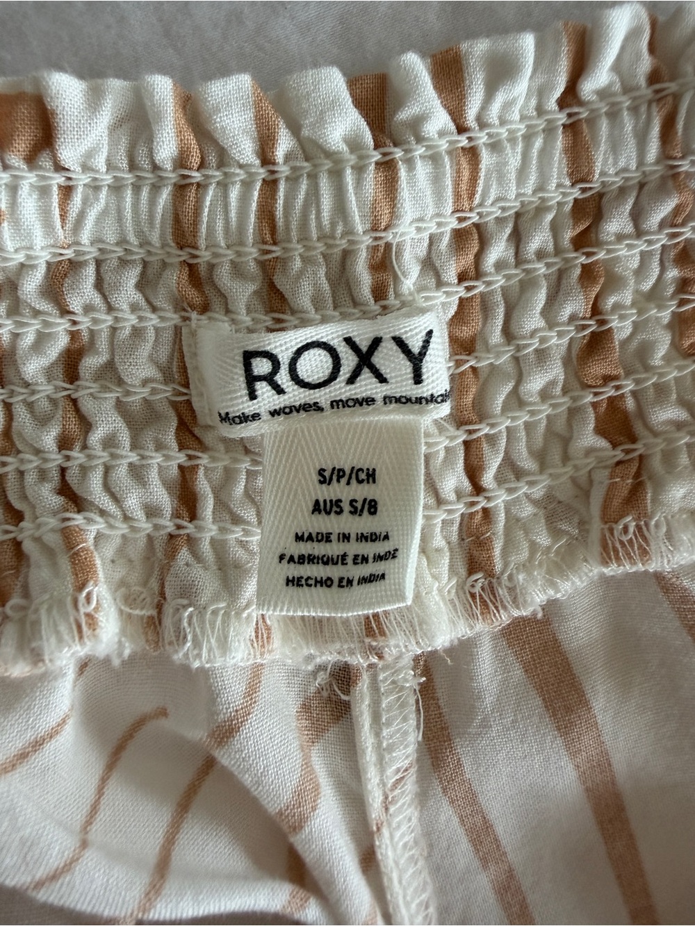 Roxy Cream Striped Crinkle Wide Leg Pants Size S Viscose EUC - Picture 11 of 14